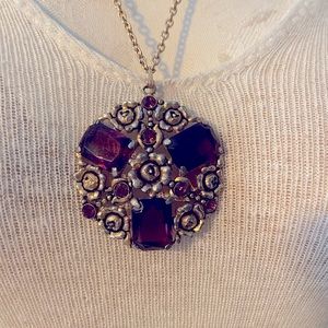 Vintage Avon, heavy Goldtone necklace with lavender stones.